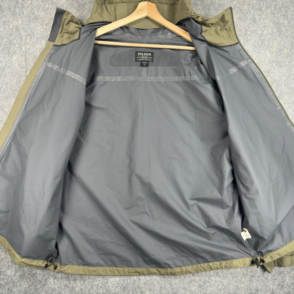 Filson Jacket Mens 2XL Green Hooded Nylon Rain Coat Water Resistant Softshell - Picture 10 of 16
